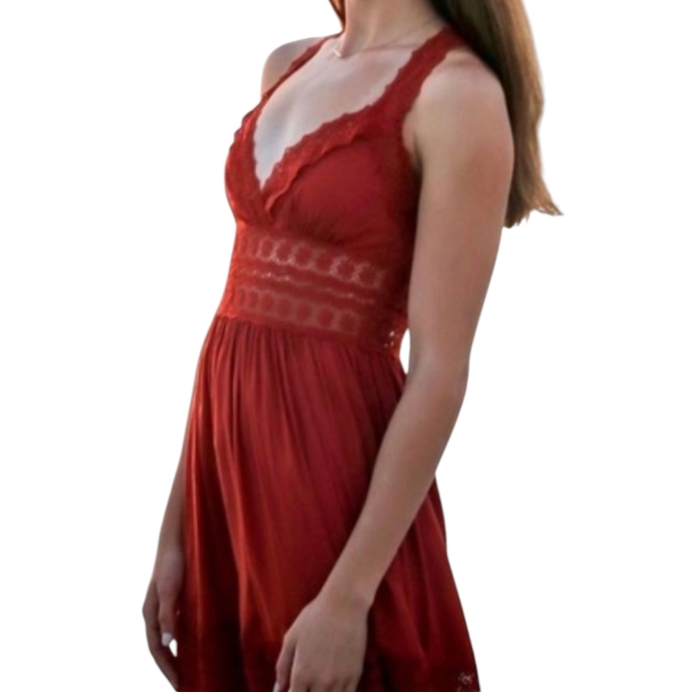 Forever 21 Burgundy Lace Detail Dress